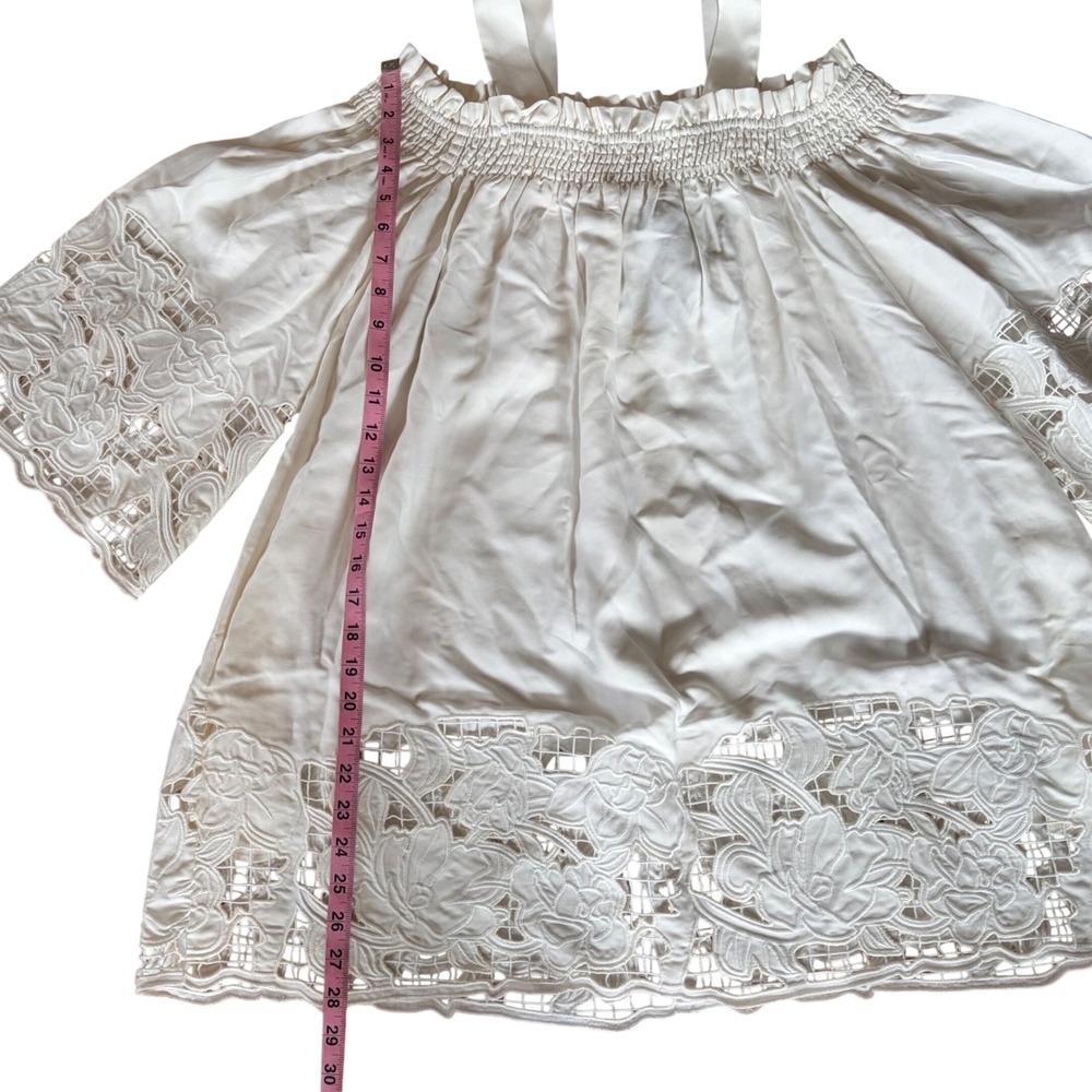 Kendall & Kylie NWT White Off Shoulder Lace Trim Mini Dress Size XS Boho Cottage - Picture 12 of 12